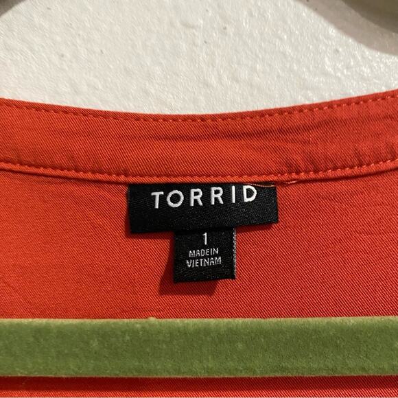 Torrid Brick Red Challis Zip Front Mini Shirt Dress Sz 14/16 - Picture 6 of 14